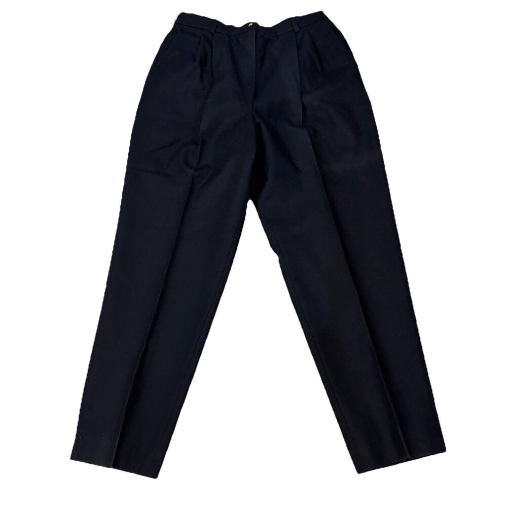 Harve Benard 16W black worsted wool lined dress pants pleated pockets